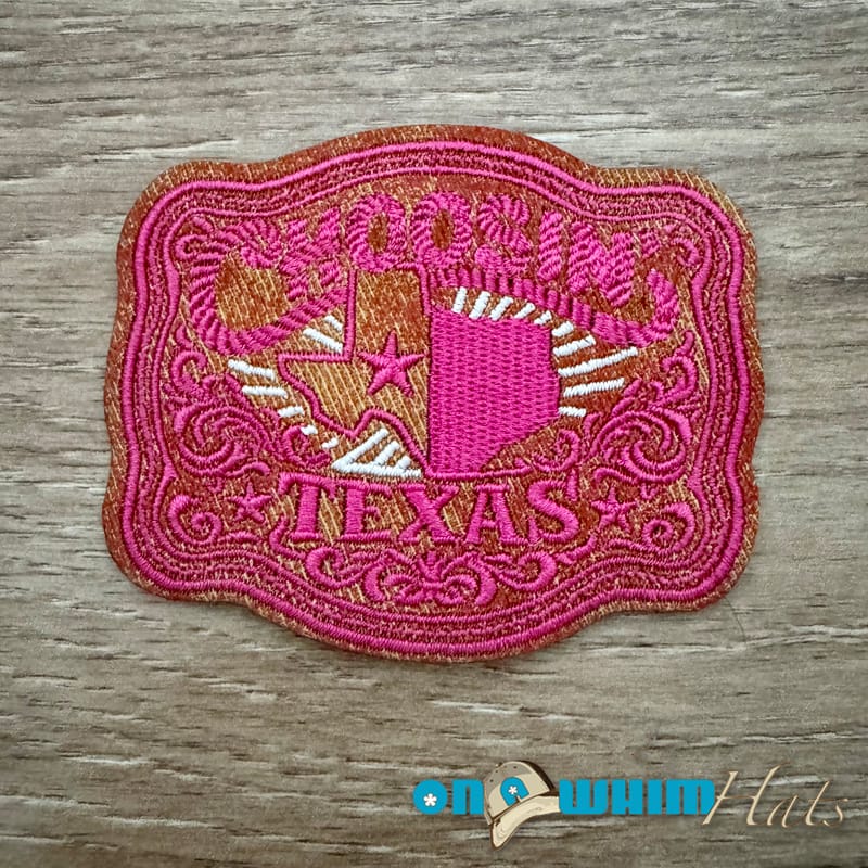 On A Whim Hats Choosin' Texas Leather Iron-On Patch