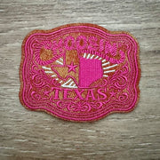 On A Whim Hats Choosin' Texas Leather Iron-On Patch