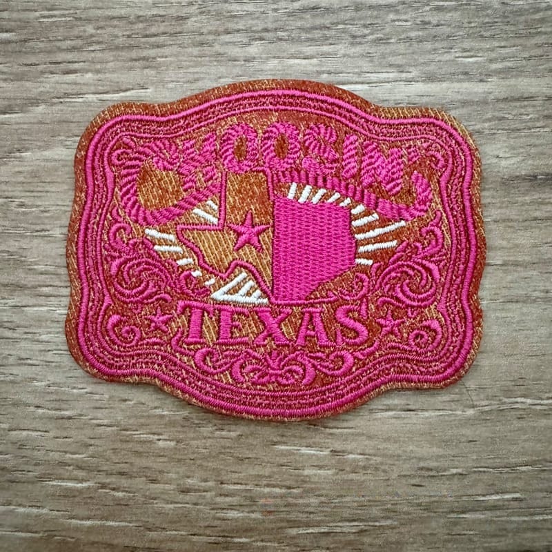 On A Whim Hats Choosin' Texas Leather Iron-On Patch