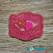 On A Whim Hats Choosin' Texas Pink Leather Iron-On Patch
