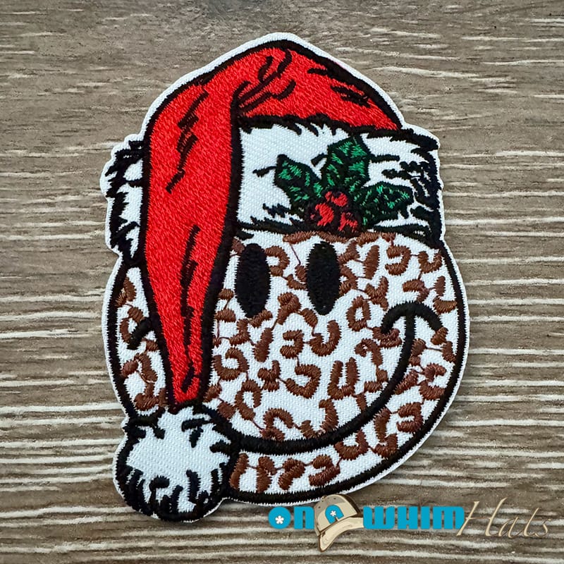 On A Whim Hats Christmas Smiley Iron-On Patch