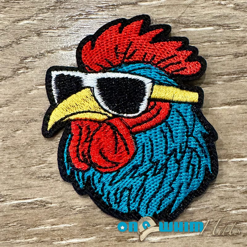 On A Whim Hats Cock Embroidered Iron-On Patch
