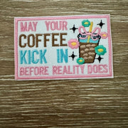 On A Whim Hats Coffee Kicks In Iron-On Patch