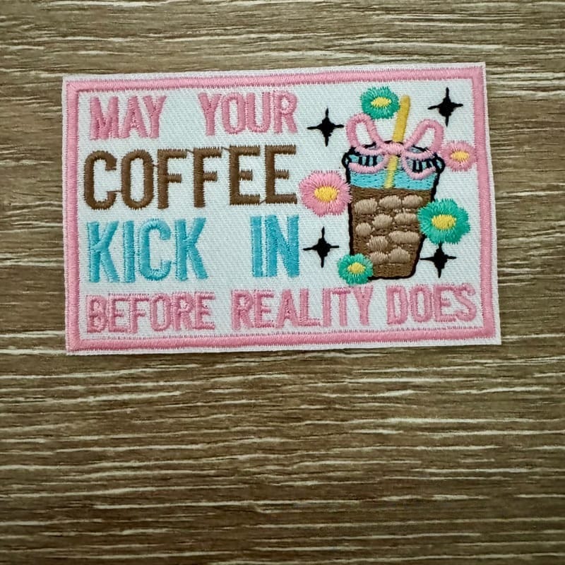 On A Whim Hats Coffee Kicks In Iron-On Patch