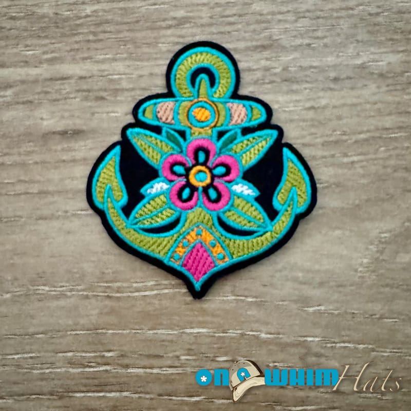 On A Whim Hats Colorful Anchor Iron-On Patch