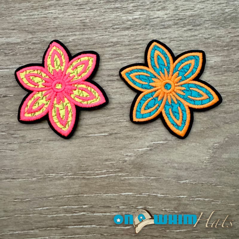 On A Whim Hats Colorful Flowers Iron-On Patch