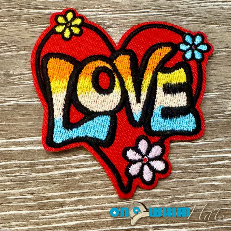 On A Whim Hats Colorful Love Iron-On Embroidered Patch