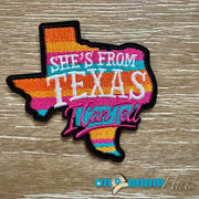 On A Whim Hats Colorful She's From Texas Iron-On Patch