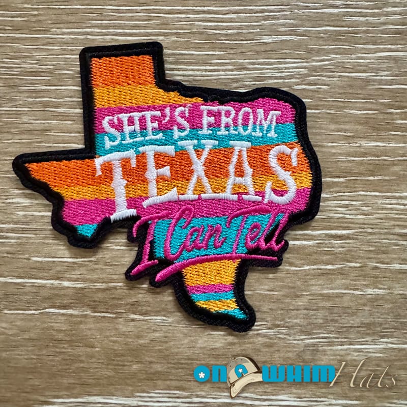 On A Whim Hats Colorful She's From Texas Iron-On Patch