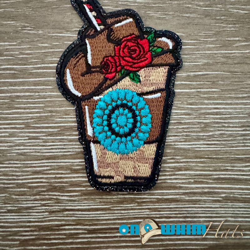 On A Whim Hats Concho Coffee Iron-On Patch