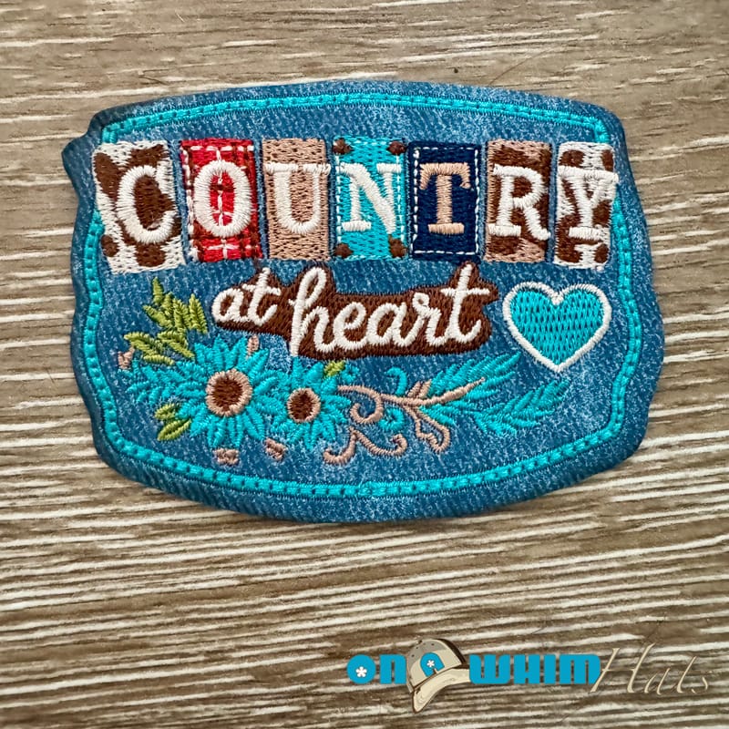 On A Whim Hats Country at Heart Leather Iron-On Patch