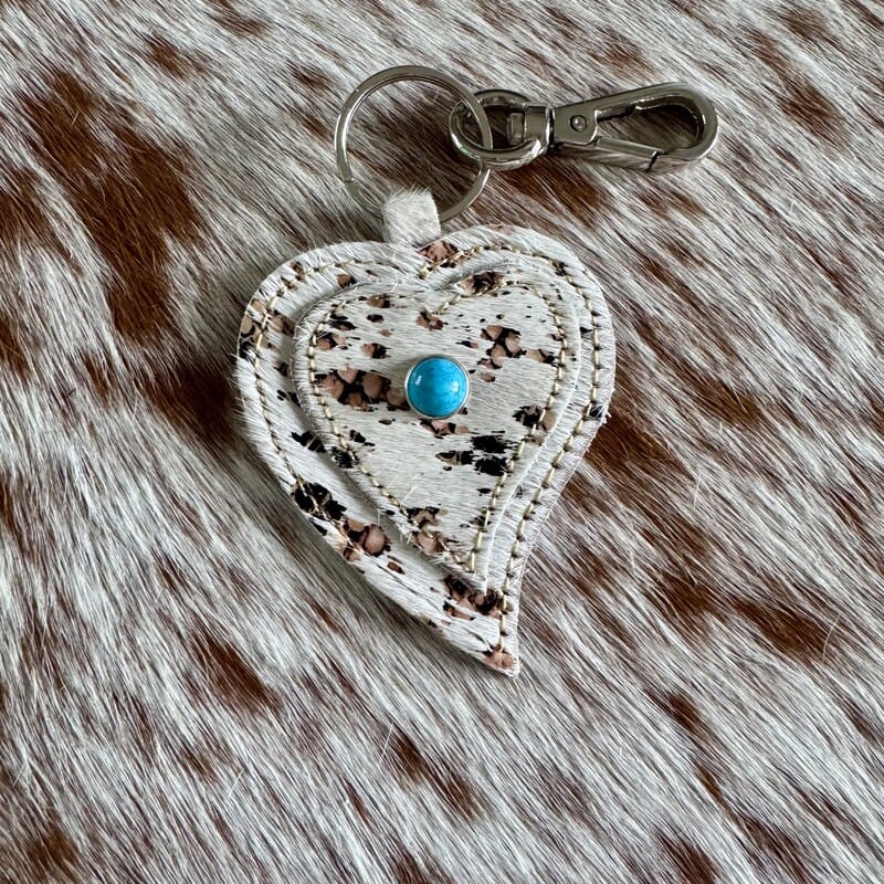 Country Girl genuine cowhide heart key fob with keyring by On A Whim Hats