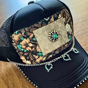 On A Whim Hats Country Girl Handmade Trucker Hat w/ Genuine Cowhide Patch