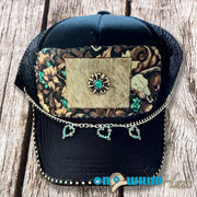 On A Whim Hats Country Girl Handmade Trucker Hat w/ Genuine Cowhide Patch