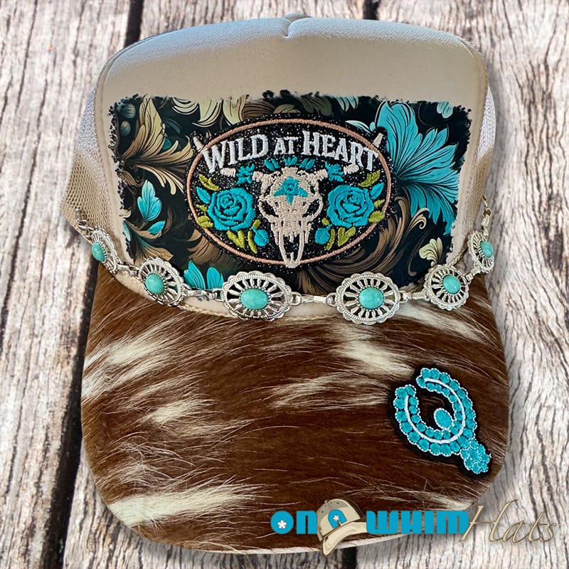 On A Whim Hats Country Girl Handmade Trucker Hat with Genuine Cowhide Brim