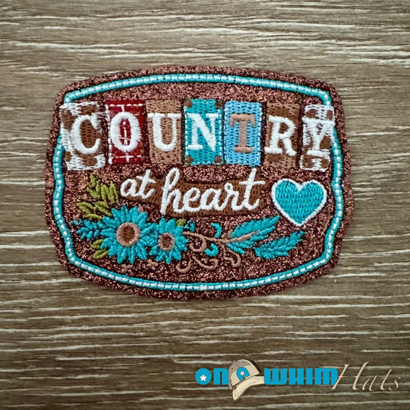 On A Whim Hats Country Heart Iron-On Patch