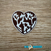 On A Whim Hats Cow Print Heart Iron-On Patch