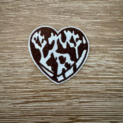 On A Whim Hats Cow Print Heart Iron-On Patch