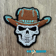 On A Whim Hats Cowboy Skull Embroidered Iron-On Patch