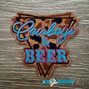 On A Whim Hats Cowboys and Beer Iron-On Leather Patch