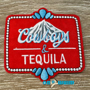 On A Whim Hats Cowboys & Tequila Embroidered Iron-On Patch