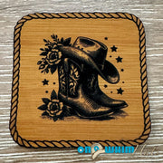 On A Whim Hats Cowgirl Boot Iron-On Leatherette Patch
