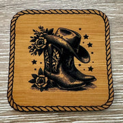 On A Whim Hats Cowgirl Boot Iron-On Leatherette Patch