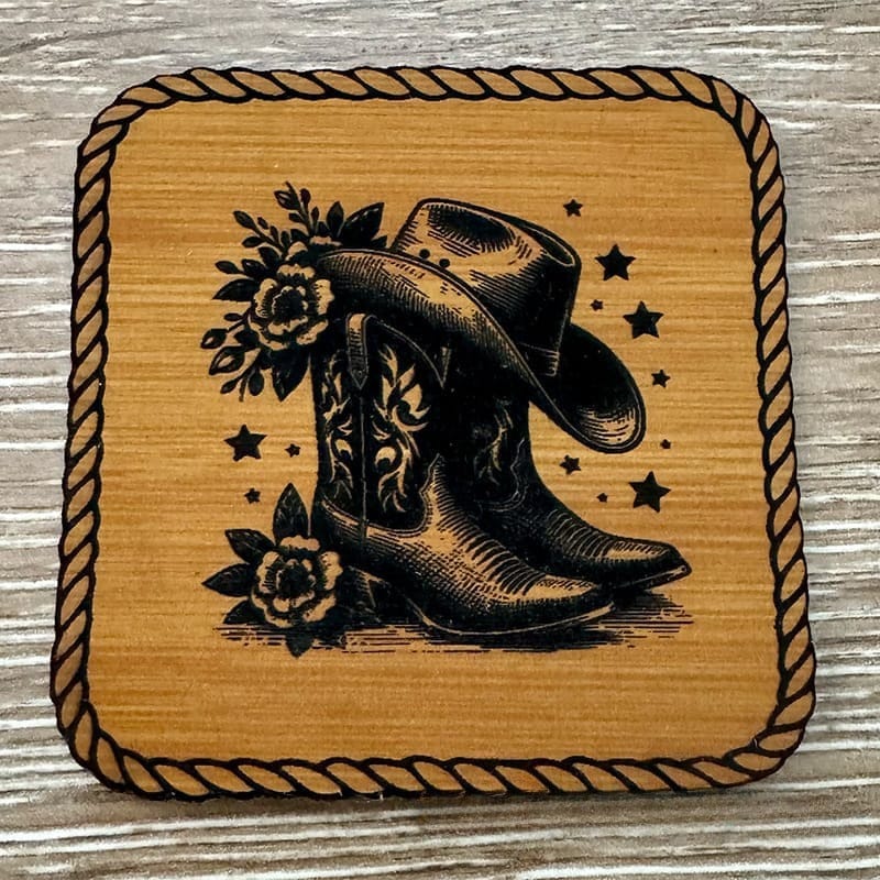 On A Whim Hats Cowgirl Boot Iron-On Leatherette Patch