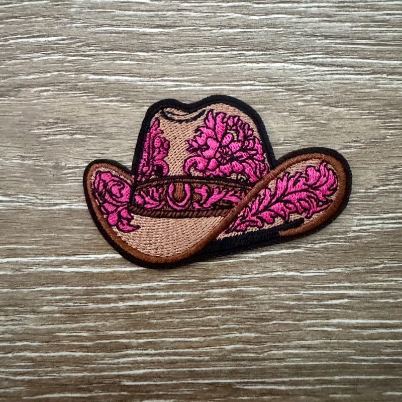 On A Whim Hats Cowgirl Hat Iron-On Patch - Pink
