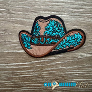 On A Whim Hats Cowgirl Hat Iron-On Patch - Turquoise