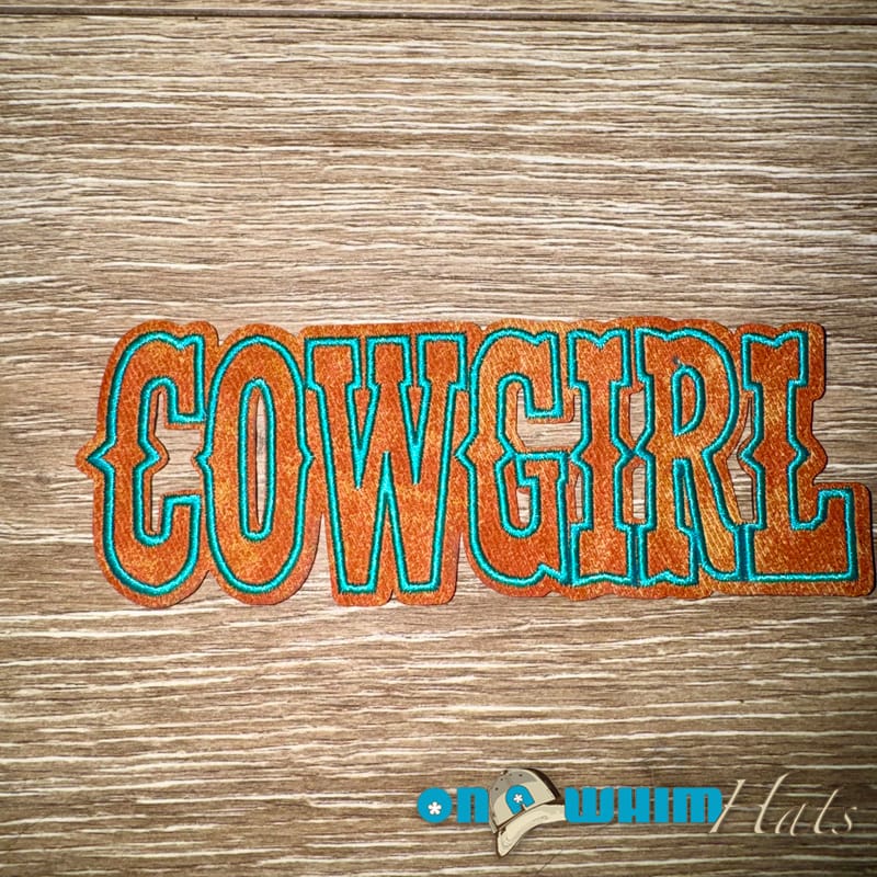 On A Whim Hats Cowgirl Leather Iron-On Patch