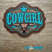 On A Whim Hats Cowgirl Leather Iron-On Patch