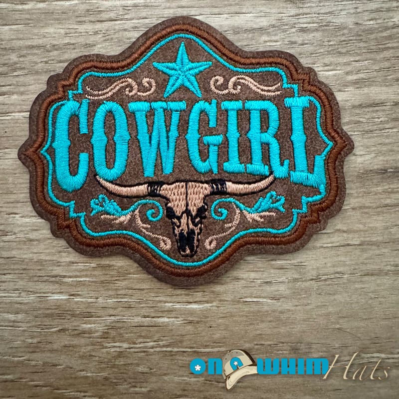 On A Whim Hats Cowgirl Leather Iron-On Patch