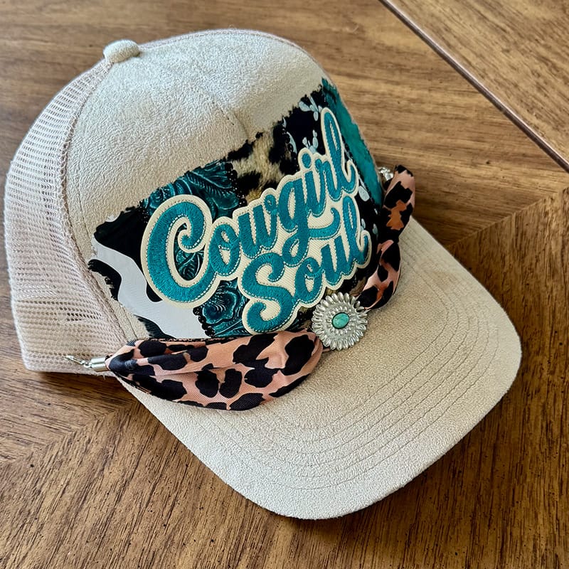 On A Whim Hats Cowgirl Soul Handmade Vegan Suede Trucker Hat