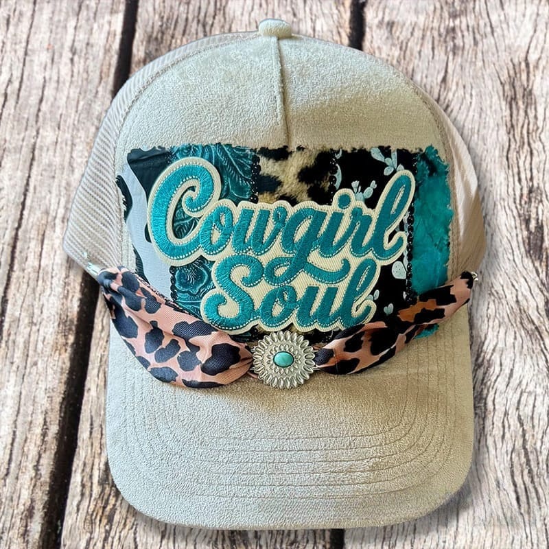 On A Whim Hats Cowgirl Soul Handmade Vegan Suede Trucker Hat