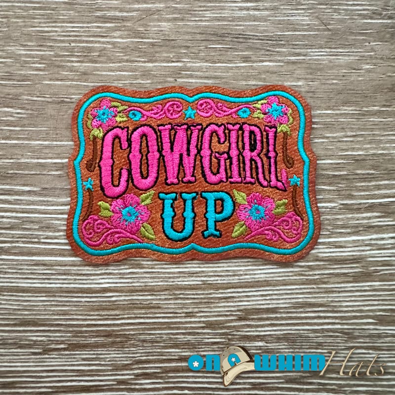 On A Whim Hats Cowgirl Up Leather Iron-On Patch