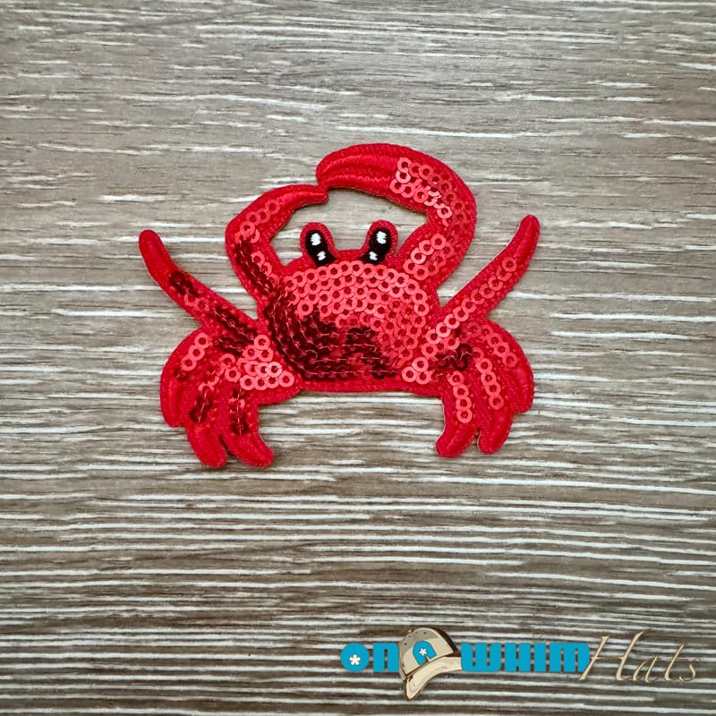 On A Whim Hats Crab Iron-On Patch