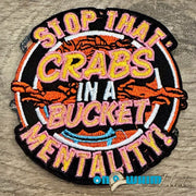 On A Whim Hats Crabs in a Bucket Iron-On Patch