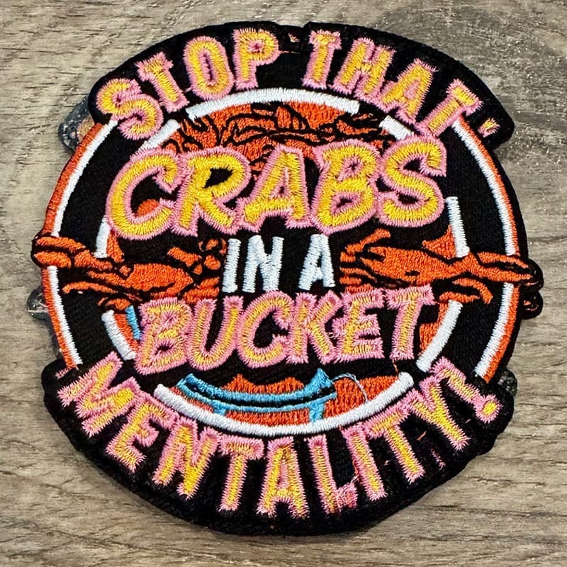 On A Whim Hats Crabs in a Bucket Iron-On Patch