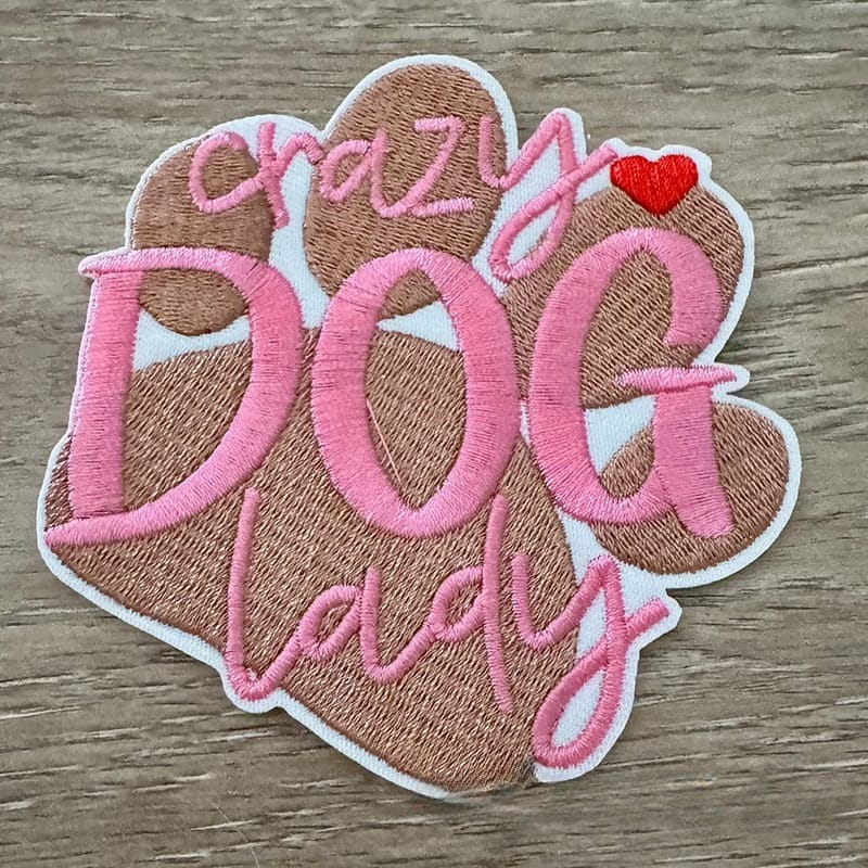 On A Whim Hats Crazy Dog Lady Iron-On Patch