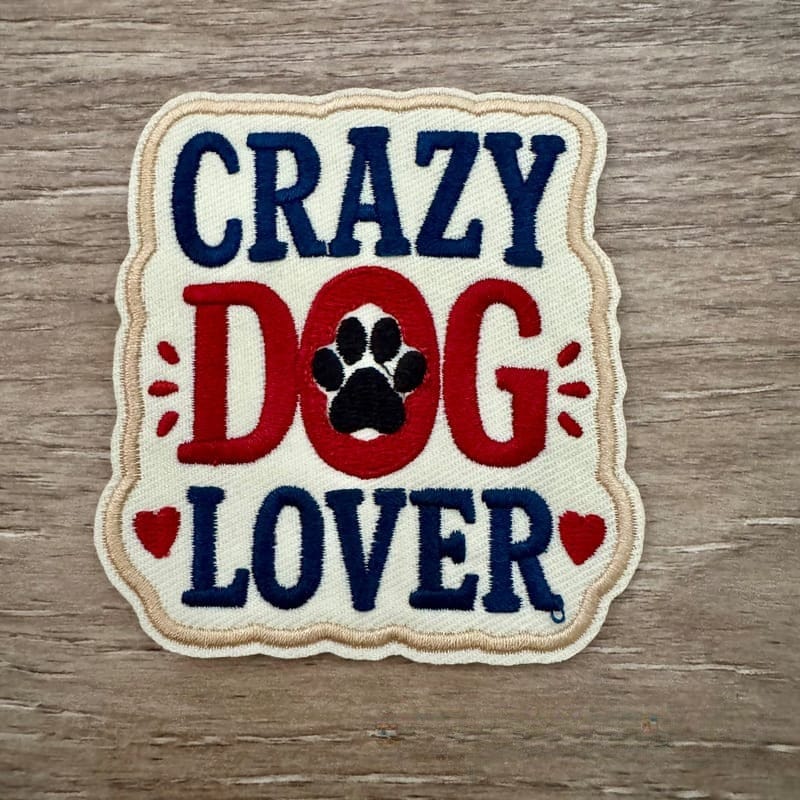 On A Whim Hats Crazy Dog Lover Iron-On Patch