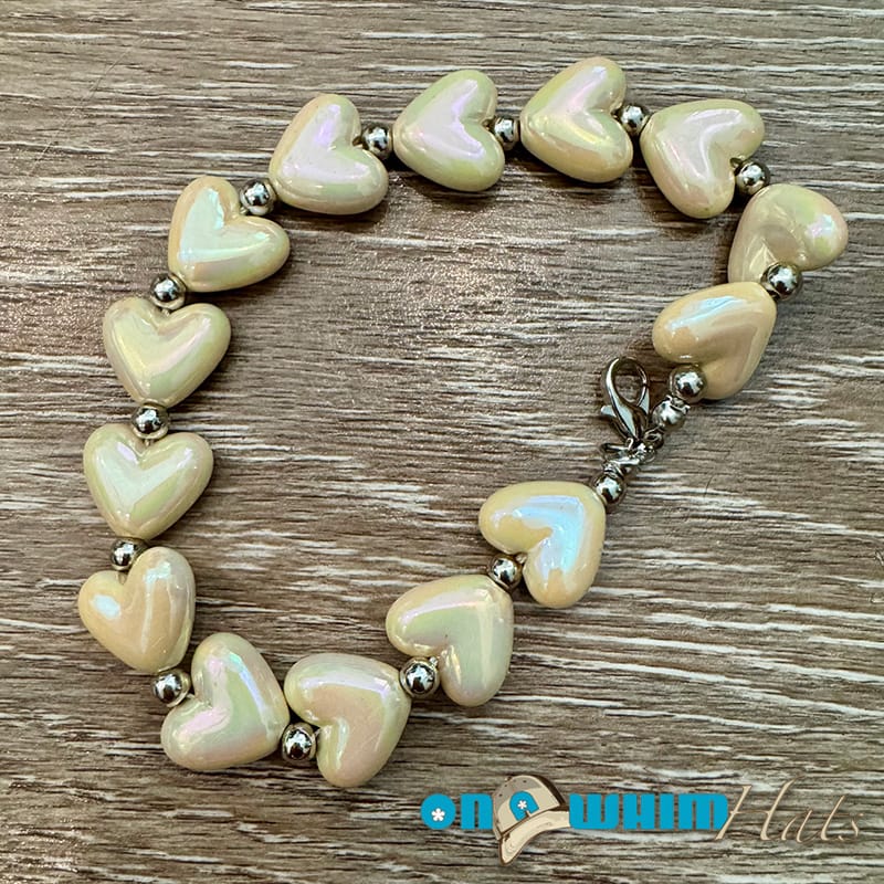 On A Whim Hats Cream Heart Hat Chain