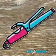 On A Whim Hats Curling Iron Embroidered Iron-On Patch