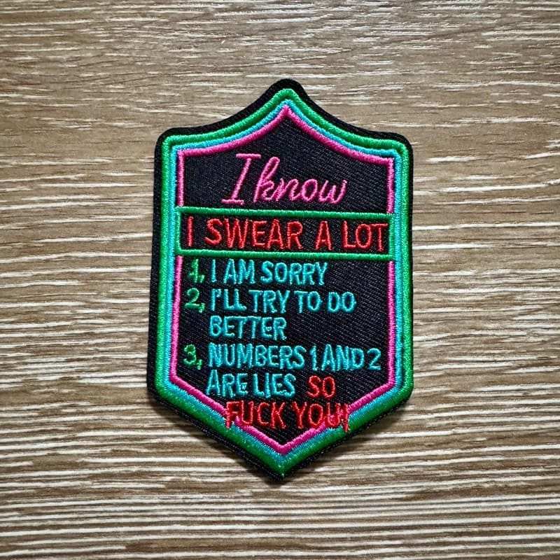 On A Whim Hats Curse A Lot Iron-On Patch