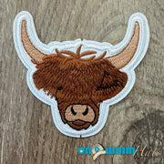 On A Whim Hats Cute Bull Embroidered Iron-On Patch