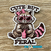 On A Whim Hats Cute But Feral Raccoon Iron-On Patch