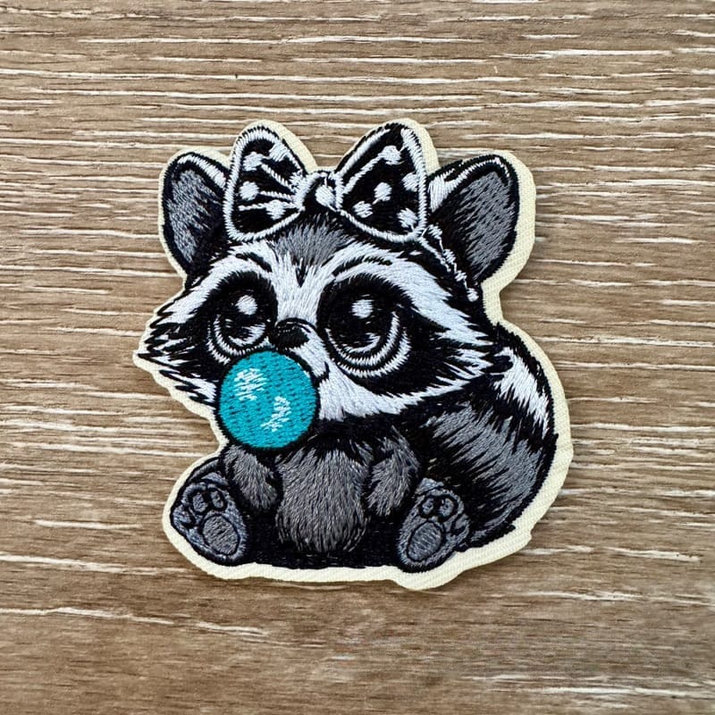 On A Whim Hats Cute Raccoon Iron-On Patch