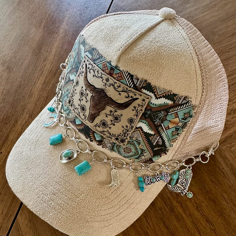 On A Whim Hats Damn Straight Handmade Vegan Suede Trucker Hat with Genuine Cowhide