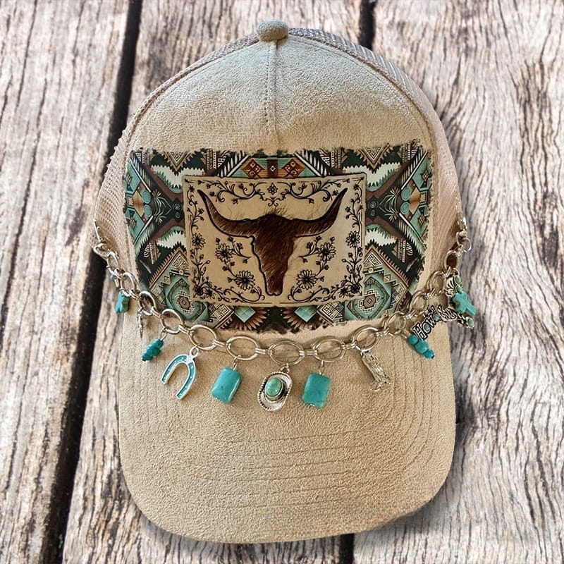 On A Whim Hats Damn Straight Handmade Vegan Suede Trucker Hat with Genuine Cowhide