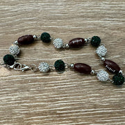 On A Whim Hats Dark Green and Silver Sparkly Football Hat Chain